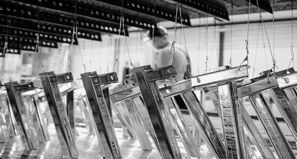 Galvanized steel components on the production line